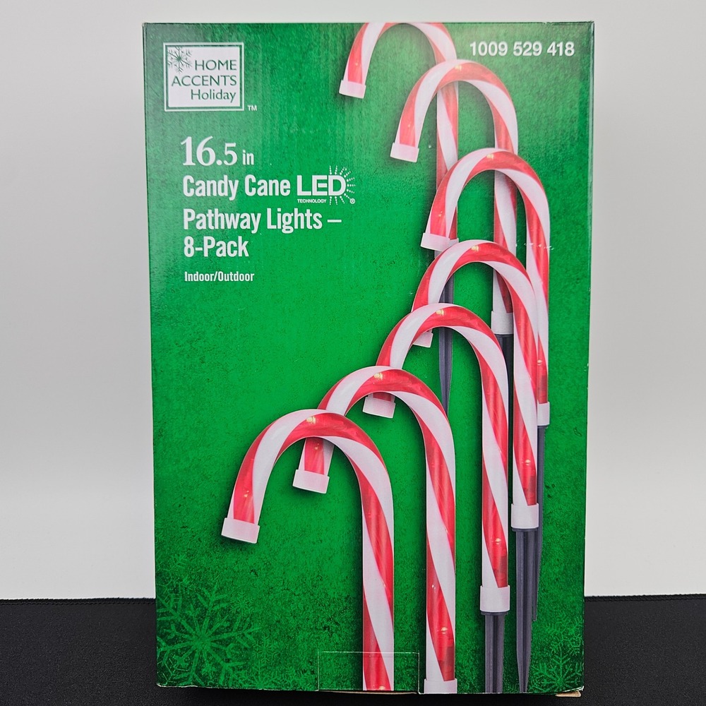 Home Accents Holiday 16.5 in LED Candy Cane Pathway Lights 8 Pack Indoor Outdoor - Picture 4 of 8